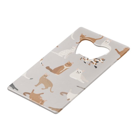 Monogram Charming Cat Pattern Cat Lovers Geldbeutel Flaschenöffner (Rückseite Schrägansicht)