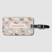 Monogram Charming Cat Pattern Cat Lovers Gepäckanhänger (Vorderseite (Horizontal))