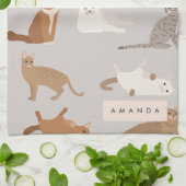 Monogram Charming Cat Pattern Cat Lovers Geschirrtuch (Gefaltet)