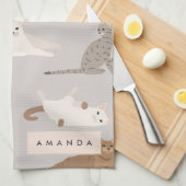 Monogram Charming Cat Pattern Cat Lovers Geschirrtuch (Viertel Falte)