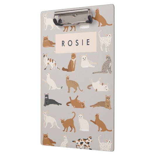 Monogram Charming Cat Pattern Cat Lovers Klemmbrett (Links)