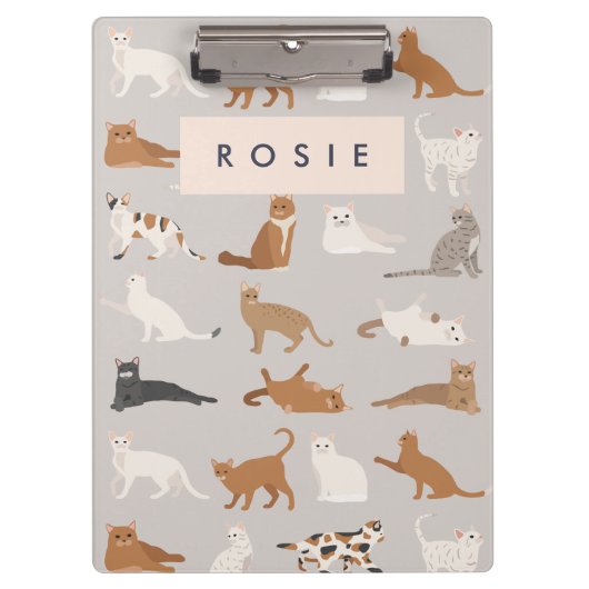 Monogram Charming Cat Pattern Cat Lovers Klemmbrett (Vorderseite)