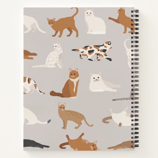 Monogram Charming Cat Pattern Cat Lovers Notizblock (Rückseite)