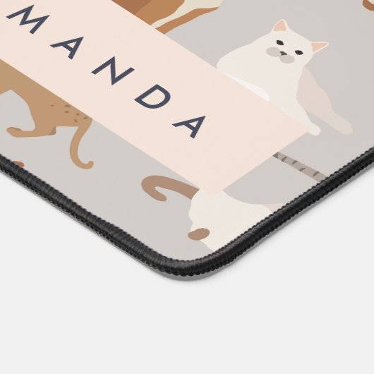 Monogram Charming Cat Pattern Cat Lovers Schreibtischunterlage (Ecke)