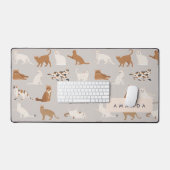 Monogram Charming Cat Pattern Cat Lovers Schreibtischunterlage (Tastatur & Maus)