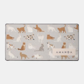Monogram Charming Cat Pattern Cat Lovers Schreibtischunterlage (Vorderseite)
