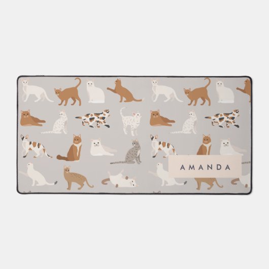 Monogram Charming Cat Pattern Cat Lovers Schreibtischunterlage (Vorderseite)