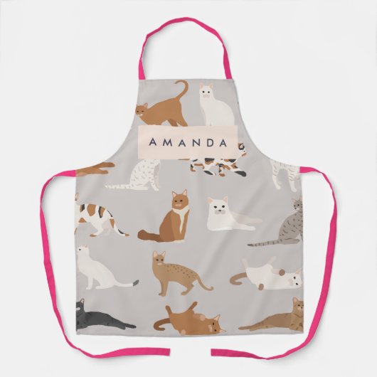 Monogram Charming Cat Pattern Cat Lovers Schürze (Vorderseite)