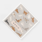 Monogram Charming Cat Pattern Cat Lovers Serviette (Ecke)