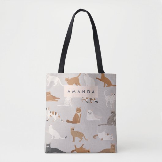 Monogram Charming Cat Pattern Cat Lovers Tasche (Vorderseite)