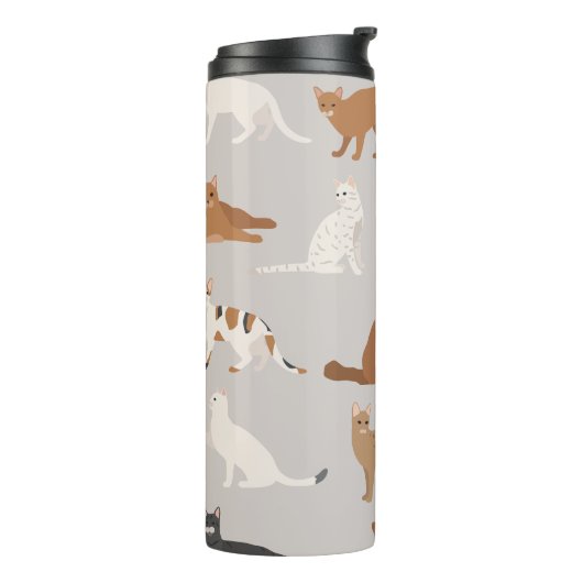 Monogram Charming Cat Pattern Cat Lovers Thermosbecher (Nach links gedreht)