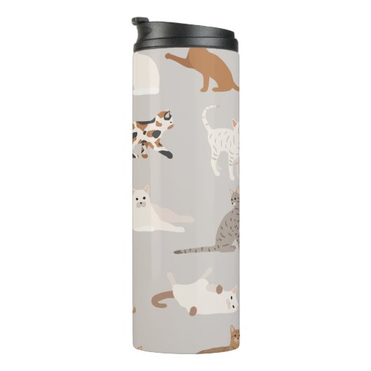 Monogram Charming Cat Pattern Cat Lovers Thermosbecher (Nach rechts gedreht)
