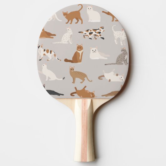 Monogram Charming Cat Pattern Cat Lovers Tischtennis Schläger (Rückseite)