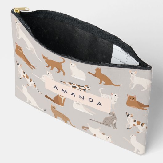 Monogram Charming Cat Pattern Cat Lovers Zubehörtasche (Offen)