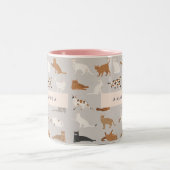 Monogram Charming Cat Pattern Cat Lovers Zweifarbige Tasse (Mittel)