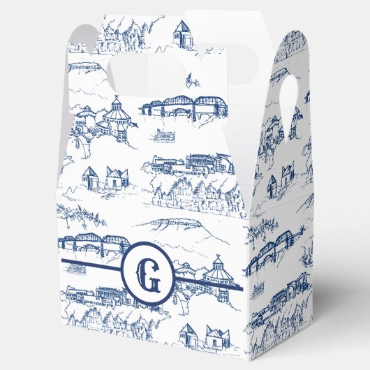 Monogram Chattanooga Toile Blue Geschenkschachtel (Geöffnet)