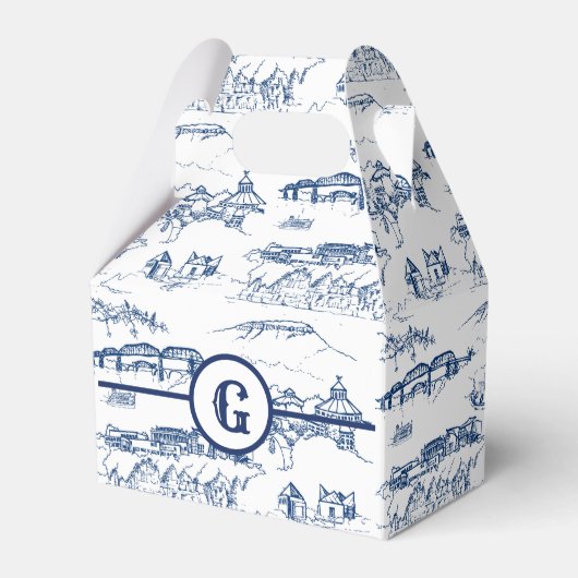 Monogram Chattanooga Toile Blue Geschenkschachtel (Vorderseite)