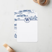 Monogram Chattanooga Toile Blue Mitteilungskarte (Vorderseite/Rückseite Beispiel)