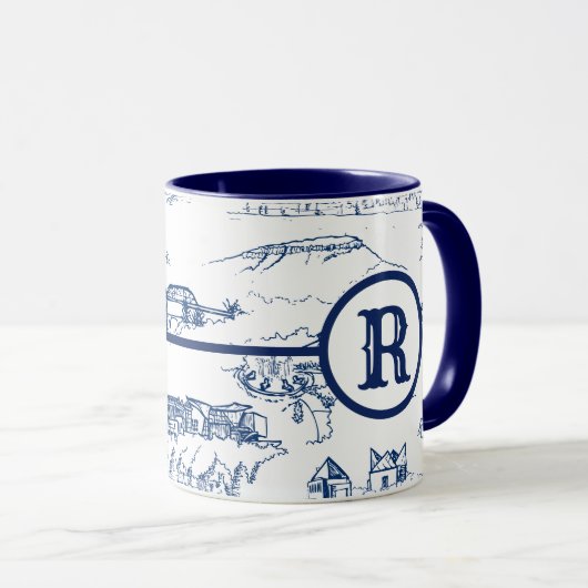 Monogram Chattanooga Toile Blue Tasse (VorderseiteRechts)