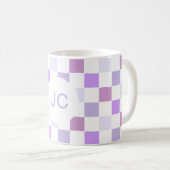 Monogram Checked Lila Lavender Modern Simple Kaffeetasse (VorderseiteRechts)