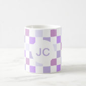 Monogram Checked Lila Lavender Modern Simple Kaffeetasse (Mittel)