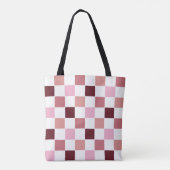 Monogram Checked Pink Red Modern Simple Initals Tasche (Rückseite)