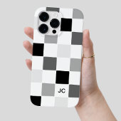 Monogram Checkered Black and Gray Modern Pattern Case-Mate iPhone Hülle