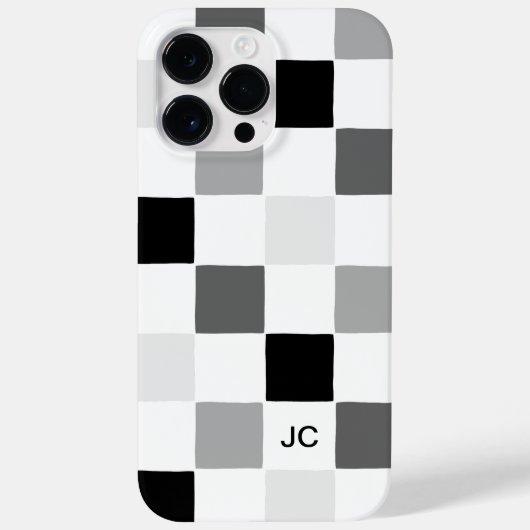 Monogram Checkered Black and Gray Modern Pattern Case-Mate iPhone Hülle (Rückseite)