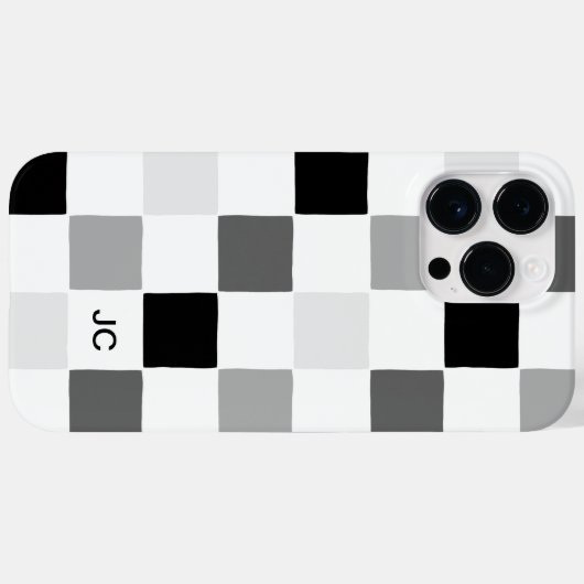 Monogram Checkered Black and Gray Modern Pattern Case-Mate iPhone Hülle (Rückseite (Horizontal))