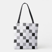 Monogram Checkered Black Gray Modern Simple Karo Tasche (Rückseite)