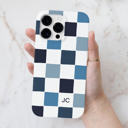 Monogram Checkered Blue Modernes Minimalistisches Case-Mate iPhone Hülle