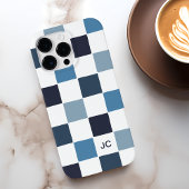 Monogram Checkered Blue Modernes Minimalistisches Case-Mate iPhone Hülle
