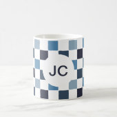 Monogram Checkered Blue White Modern Simple Kaffeetasse (Mittel)