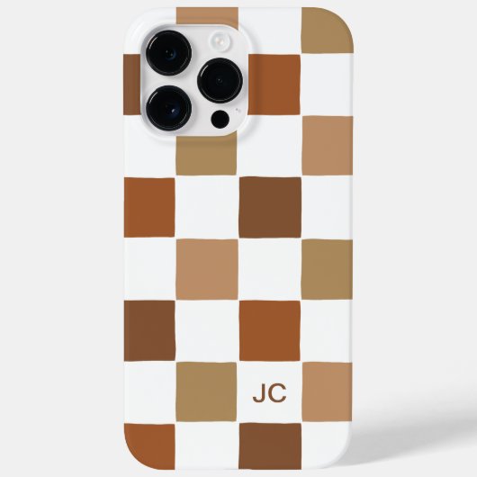 Monogram Checkered Brown Modern Simple Pattern Case-Mate iPhone Hülle (Rückseite)