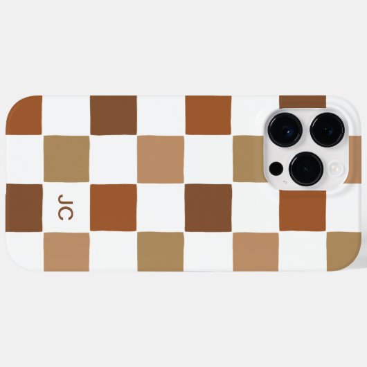 Monogram Checkered Brown Modern Simple Pattern Case-Mate iPhone Hülle (Rückseite (Horizontal))