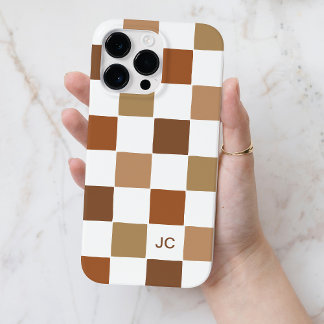 Monogram Checkered Brown Modern Simple Pattern Case-Mate iPhone 14 Pro Max Hülle