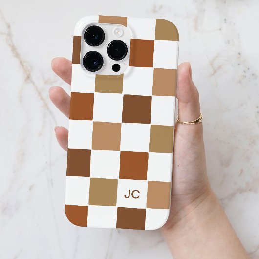Monogram Checkered Brown Modern Simple Pattern Case-Mate iPhone Hülle