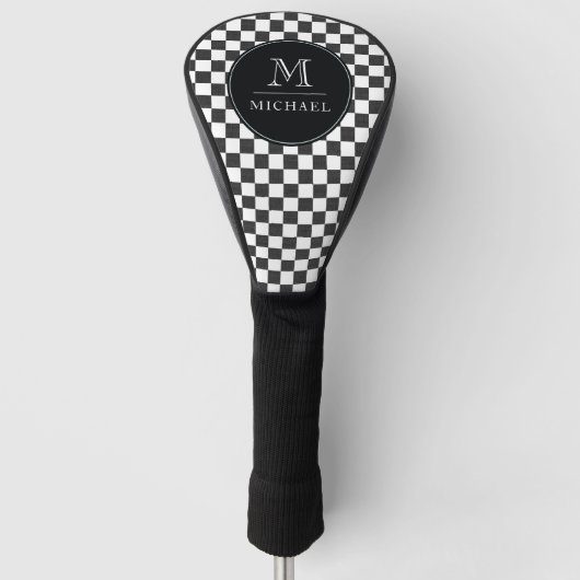 Monogram Checkered Flag Pattern Golf Head Cover Golf Headcover (Vorderseite)