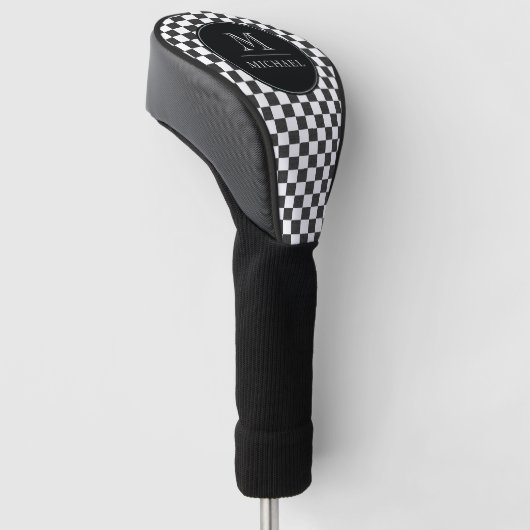 Monogram Checkered Flag Pattern Golf Head Cover Golf Headcover (angewinkelt)