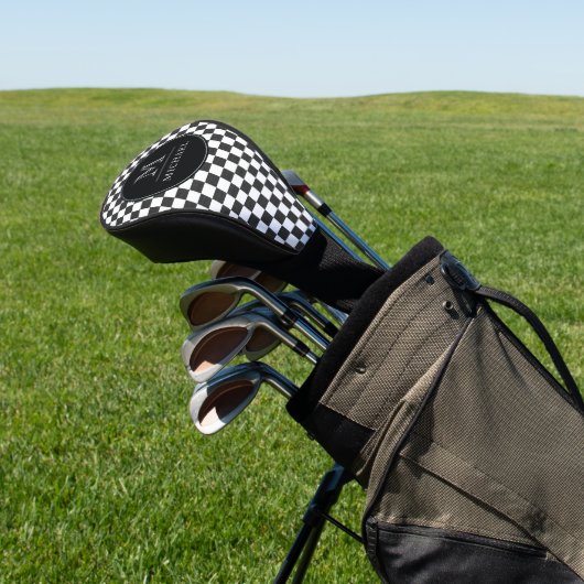 Monogram Checkered Flag Pattern Golf Head Cover Golf Headcover (In SItu)