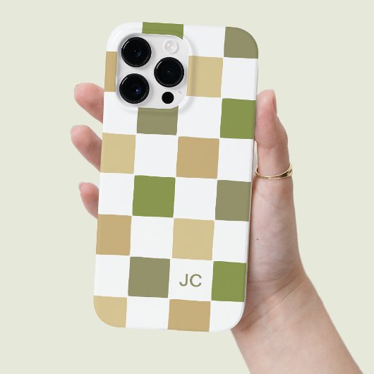 Monogram Checkered Green and Beige Modern Pattern Case-Mate iPhone Hülle