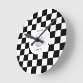 Monogram Checkered Individuelle Name Initial Profe Runde Wanduhr (Winkel)