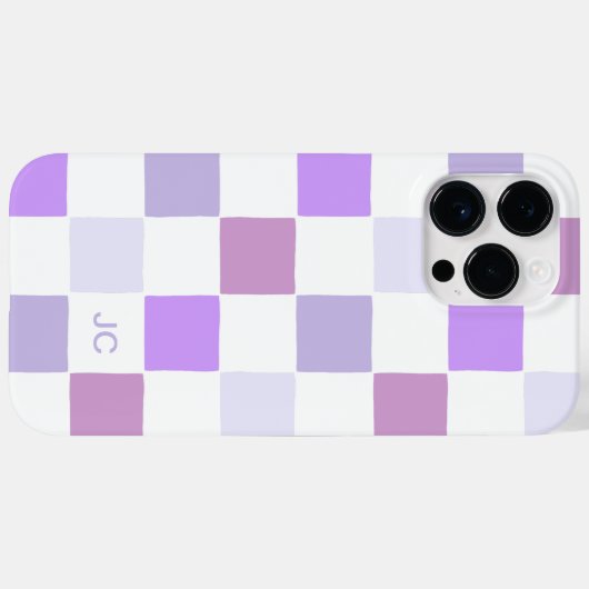 Monogram Checkered Lila Lavender Modern Patterns Case-Mate iPhone Hülle (Rückseite (Horizontal))
