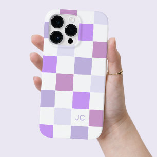 Monogram Checkered Lila Lavender Modern Patterns Case-Mate iPhone 14 Pro Max Hülle