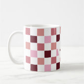 Monogram Checkered Pink Burgundy Modern Simple Kaffeetasse (Links)