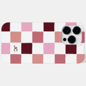 Monogram Checkered Pink Modern Simple Pattern Case-Mate iPhone Hülle (Rückseite (Horizontal))