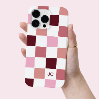 Monogram Checkered Pink Modern Simple Pattern Case-Mate iPhone 14 Pro Max Hülle