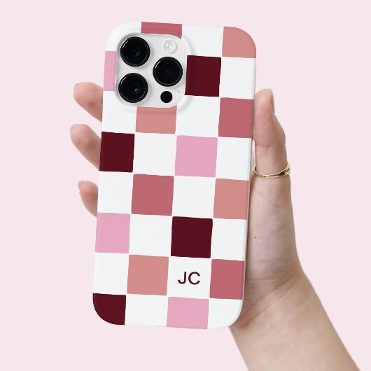 Monogram Checkered Pink Modern Simple Pattern Case-Mate iPhone Hülle