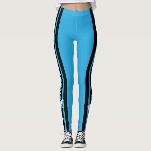 Monogram Cheerleader Baby Blue Leggings (Vorderseite)