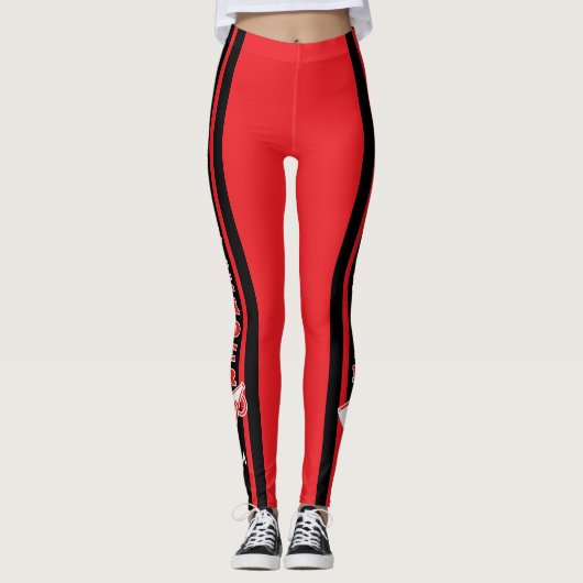Monogram Cheerleader Red Leggings (Vorderseite)